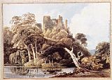 Thomas Girtin Canvas Paintings - Berry Pomeroy Castle, Devon